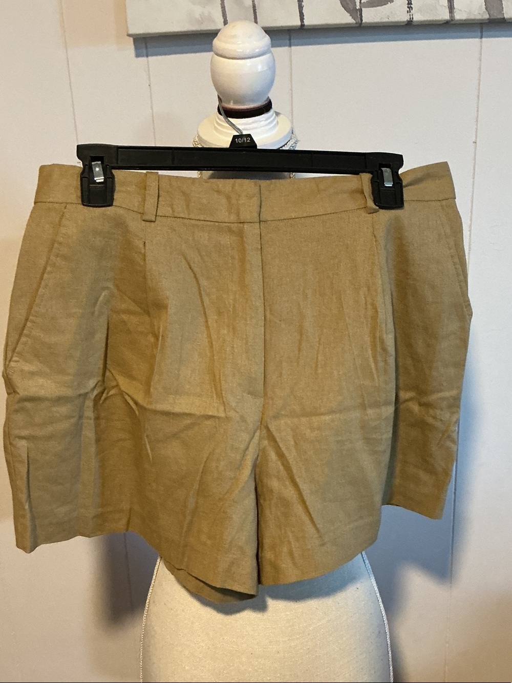 Zara High-Waist Tailored Shorts in Tan